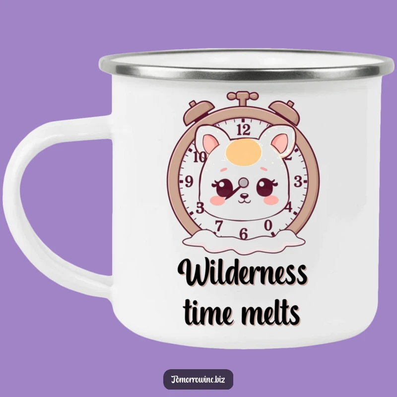 Funny Melting Clock Animal Camping Mug: Adventure with Dreamy, Humorous Flair