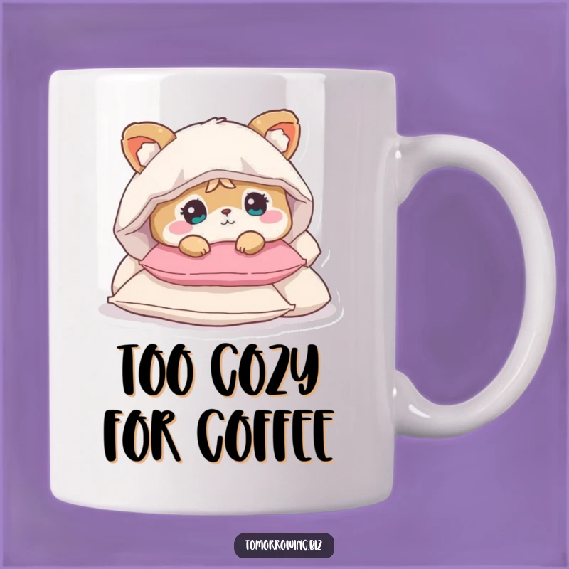 Funny Bewildered Pillow Animal Mug: Cozy Escape Gift for Comfort Seekers