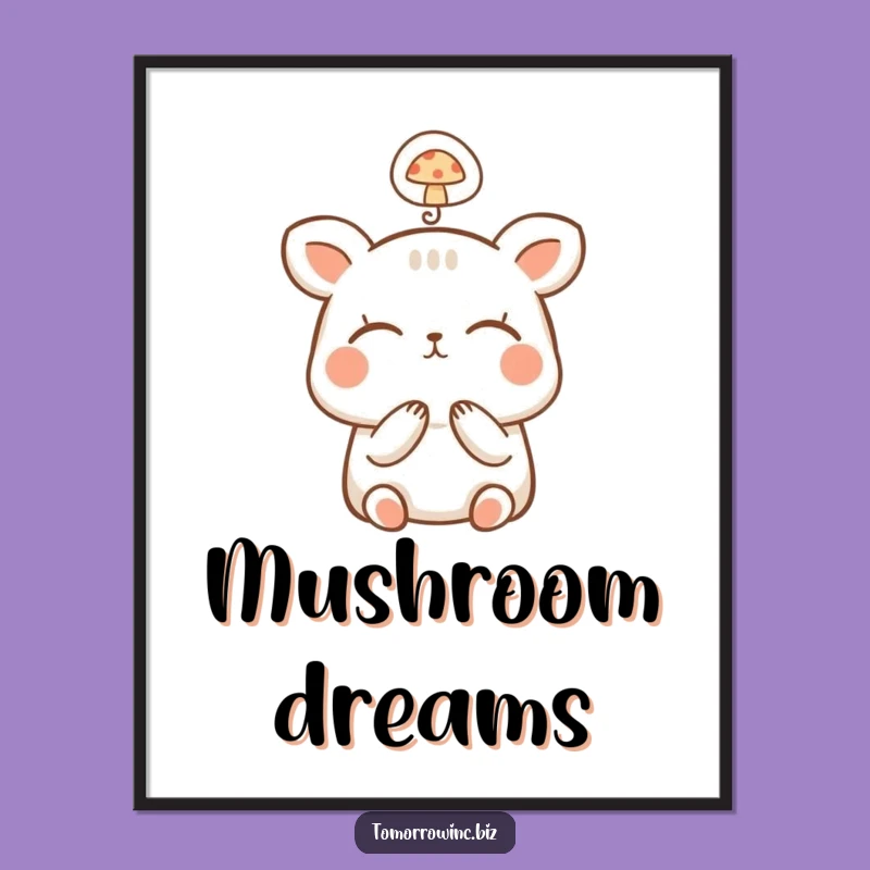 Funny Happy Animal Digital Art: Mushroom Dreams - A Unique Gift!