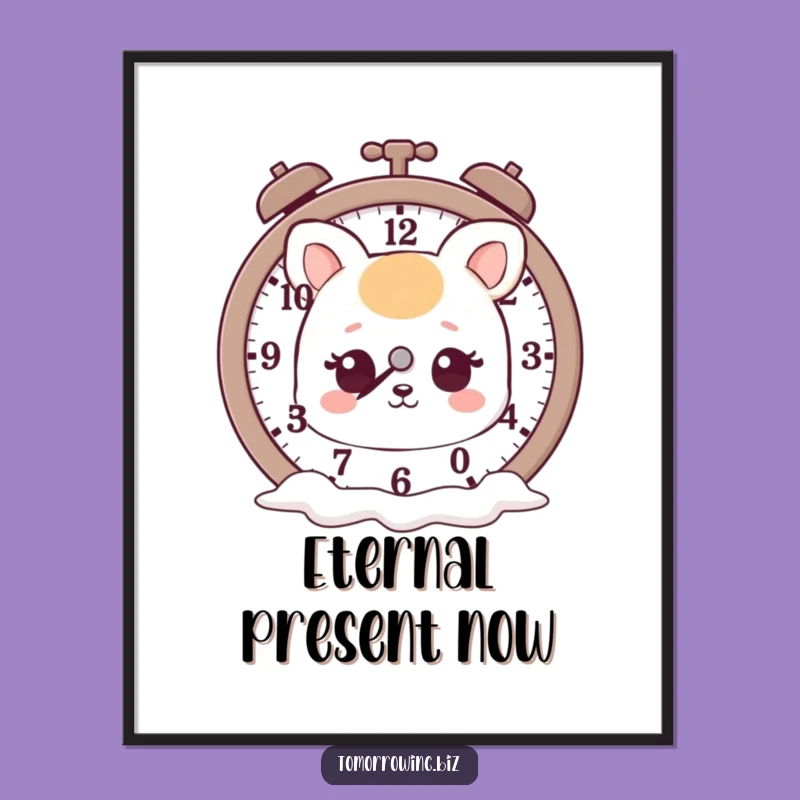 Funny Melting Clock Animal Digital Art: Wall Decor with Dreamy, Humorous Appeal