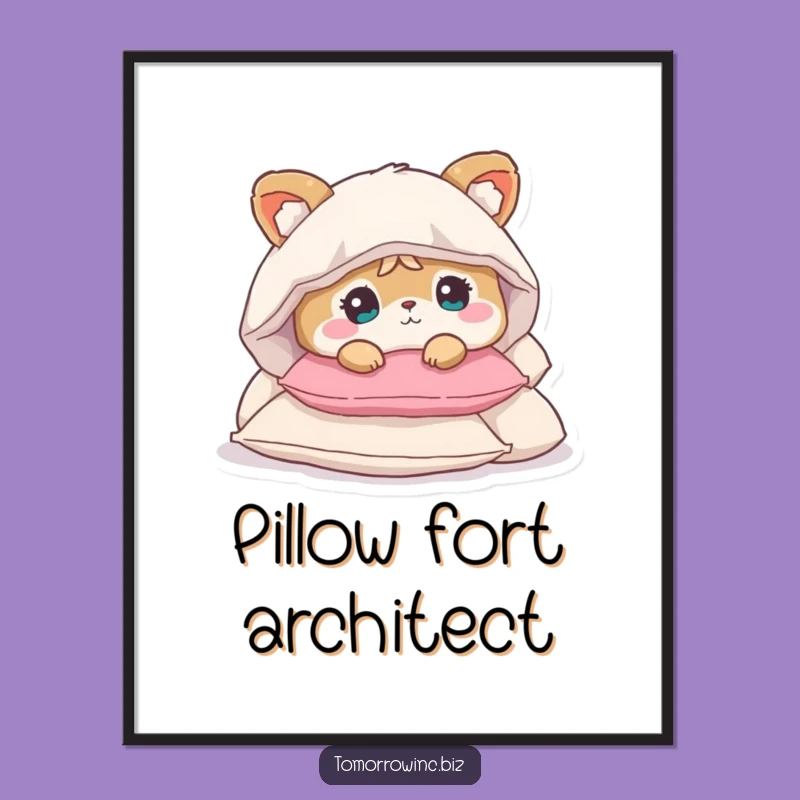 Funny Pillow Animal Digital Art: Wall Decor Full of Cozy Escapism