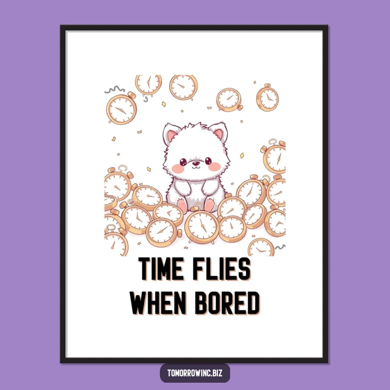 Funny Fuzzy Animal Digital Art: Temporal Whimsy - A Unique Gift!