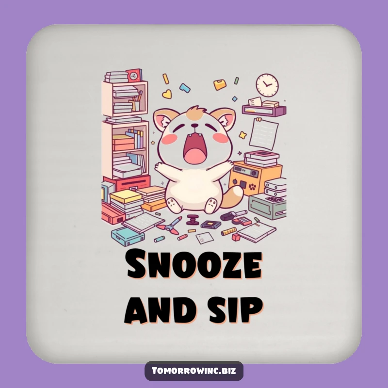 Funny Yawning Animal Task Coaster Set: Protect Surfaces with Relatable Humor