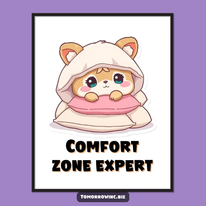 Funny Pillow Animal Poster: Decorate with Cozy, Bewildered Charm