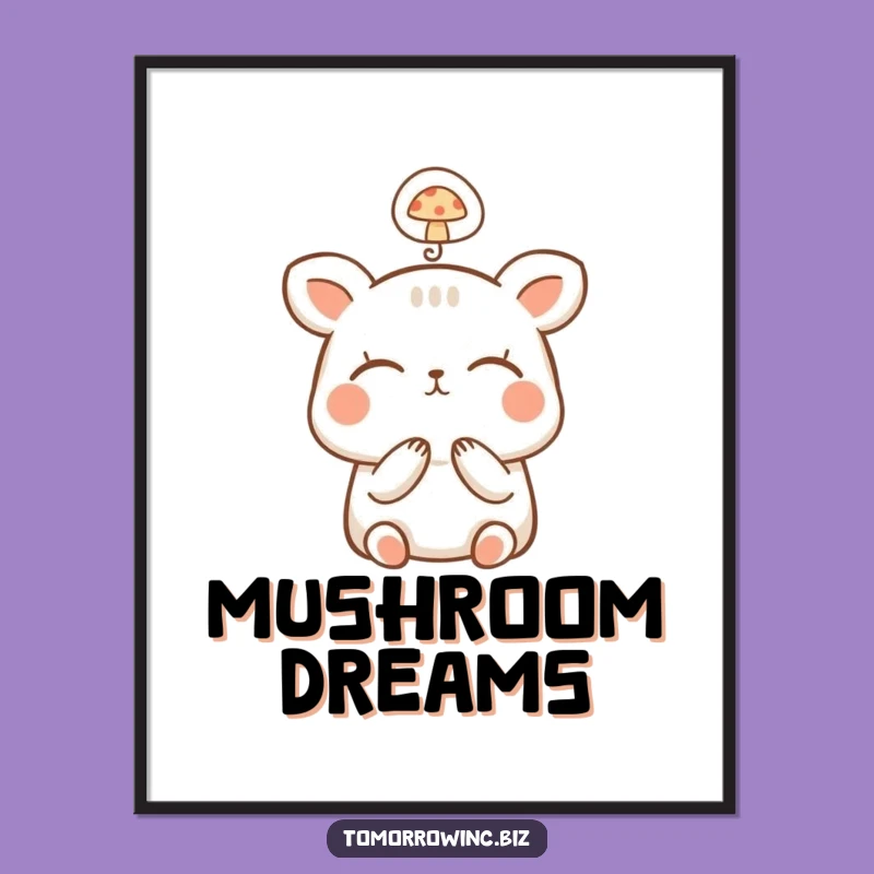 Funny Happy Animal Poster: Mushroom Dreams for a Whimsical Gift!