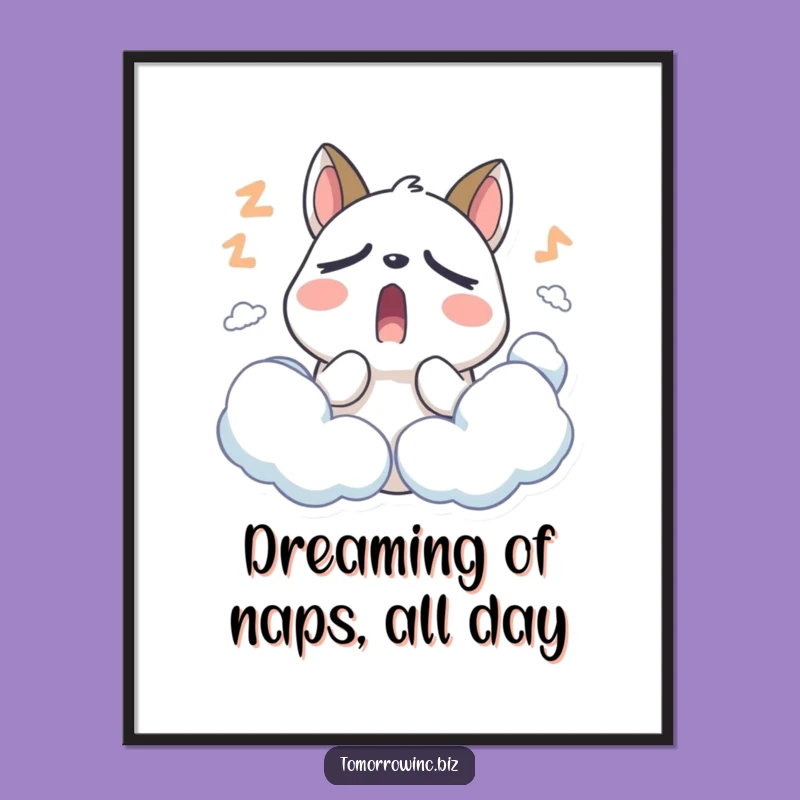 Free Printable Sleepy Animal Wall Art: Yawning Clouds Funny Downloadable Decor