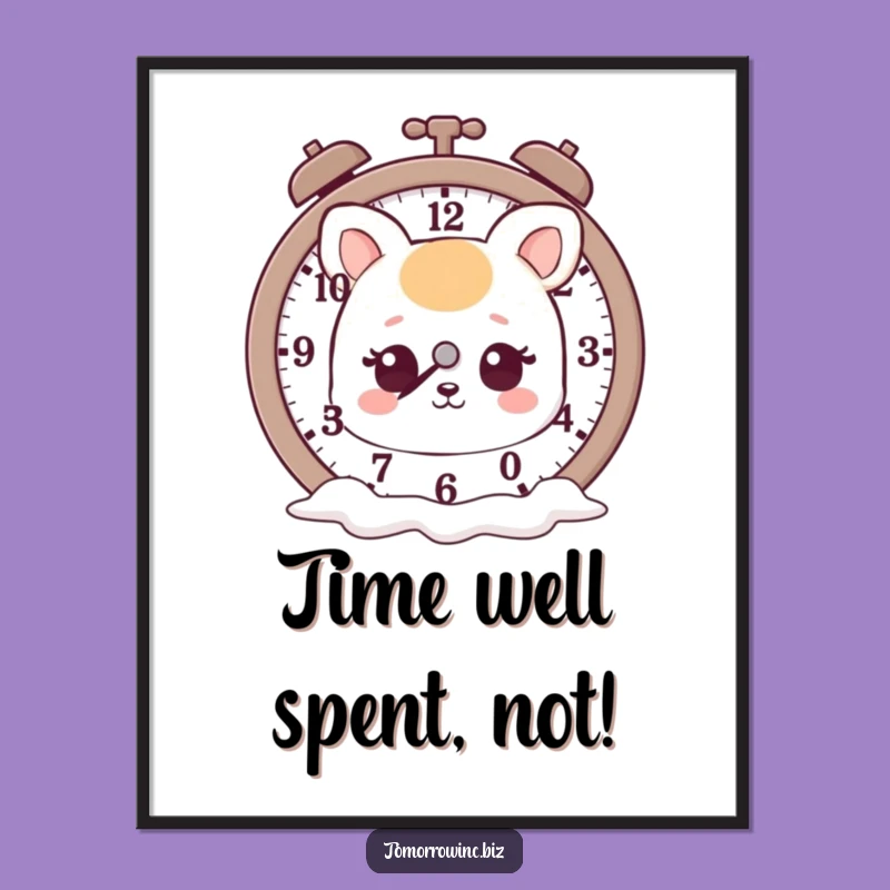 Funny Free Printable Wall Art: Melting Clock Animal, Surreal Downloadable Decor