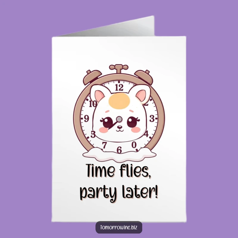 Free Printable Birthday Card: Funny Melting Clock Animal, Hilarious Downloadable Gift