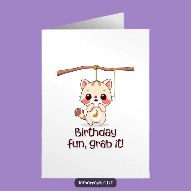 Free Printable Birthday Card: Playful Animal Chasing Fun, Humorous Downloadable Gift