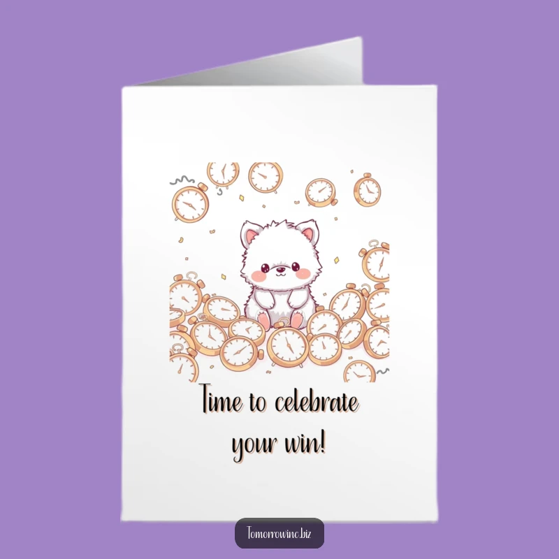 Free Printable Fuzzy Animal Congrats Card: Tick-Tock Success Funny Downloadable Gift