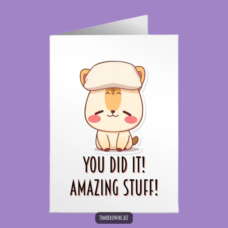 Free Printable Congrats Card: Confused Pillow Animal, Humorous Downloadable Celebration