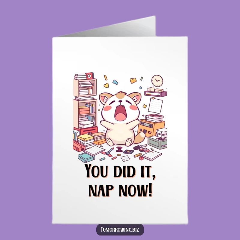 Free Printable Congrats Card: Yawning Animal, Humorous Take on Success, Downloadable