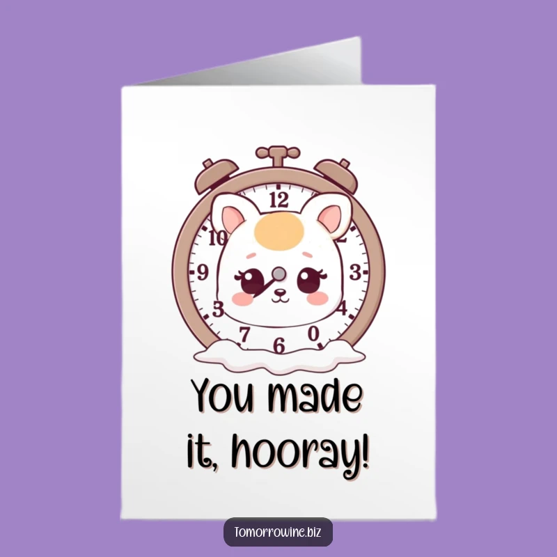 Free Printable Congrats Card: Surreal Melting Clock Animal, Humorous Downloadable