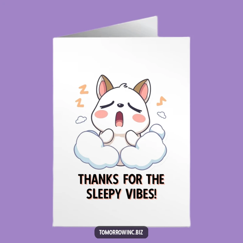 Free Printable Sleepy Animal Thank You Card: Yawning Clouds Funny Gift