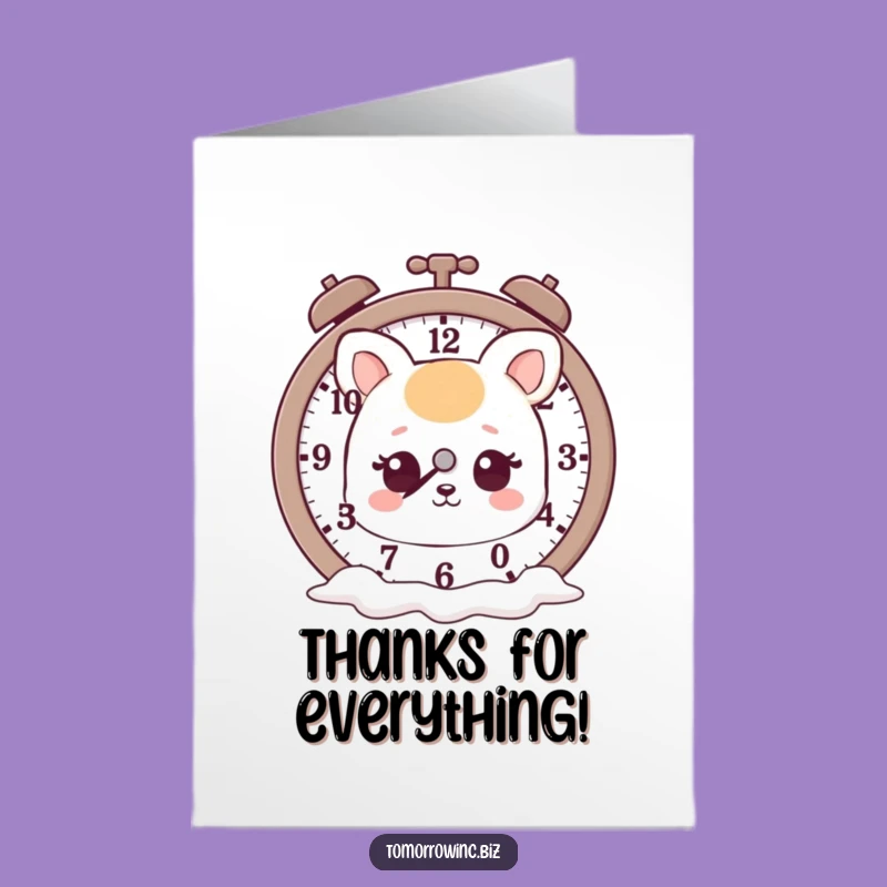 Free Printable Thank You Card: Quirky Melting Clock Animal, Funny Downloadable Gift