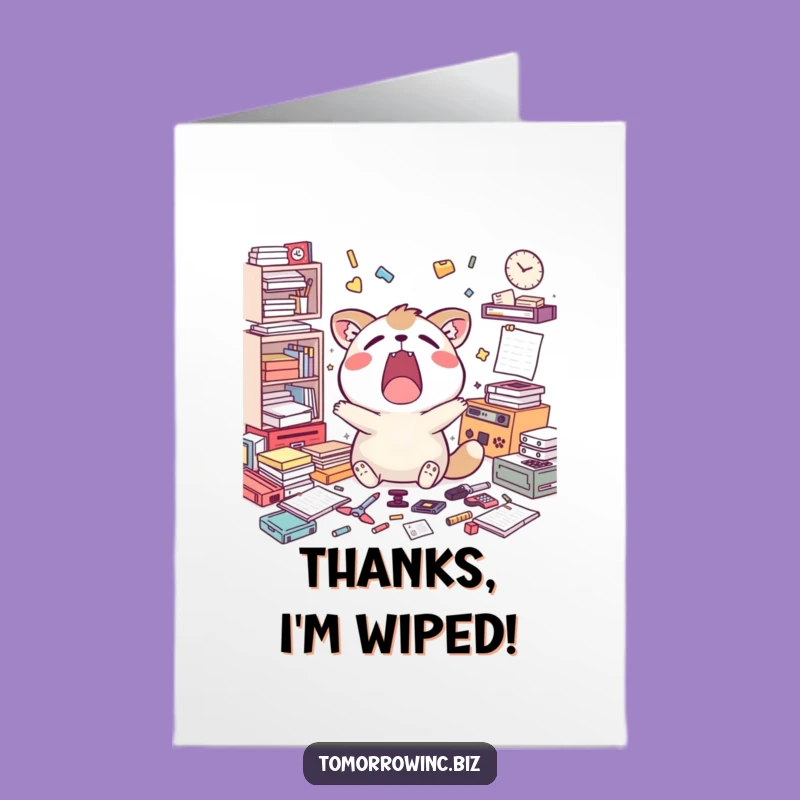 Free Printable Thank You Card: Yawning Animal, Humorous Gratitude, Downloadable